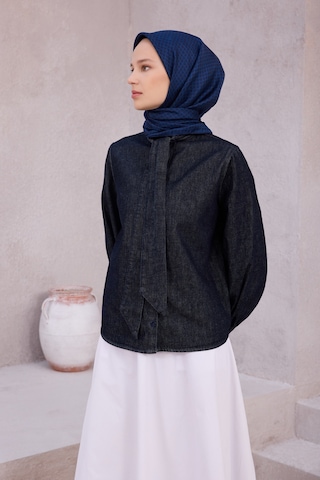 BELLİ Çiçek Desen İpek Twill Eşarp 4203d01 Lacivert -05