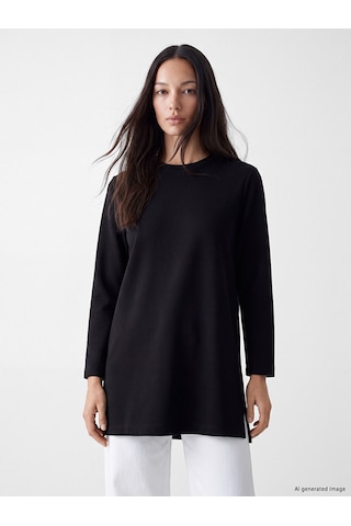 Lcw Everyday Siyah Oversize Soft Touch Kadın Tunik