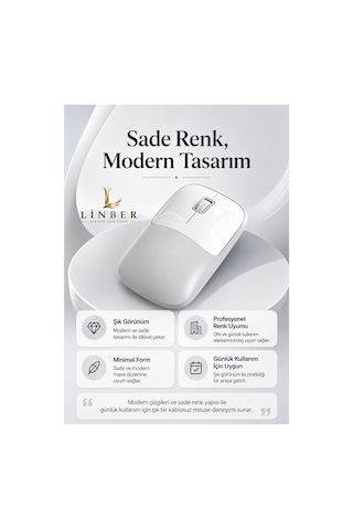 Şarjlı Kablosuz Gri Mouse Bluetooth + 2.4g Çift Modlu Type-c Şarjlı Sessiz Tuşlu Ergonomik Optik 1200/1600 Dpı Taşınabilir Mouse Çok Renkli Diğer