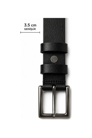 Suma Erkek Hakiki Deri Klasik Kemer 3.5 Cm Metal Tokalı Günlük Kullanım siyah