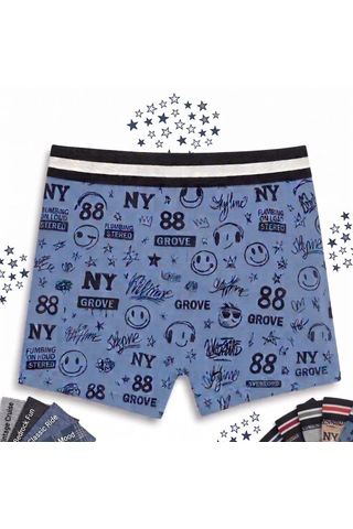 Orivra 5'li Erkek Çocuk Boxer Seti Esnek Desenli Pamuklu İç Çamaşırı Paketi Çok Renkli