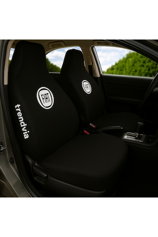 Siyah Penye Kumaş Fiat Logolu Ön Ve Arka Oto Koltuk Kılıfı Takımı