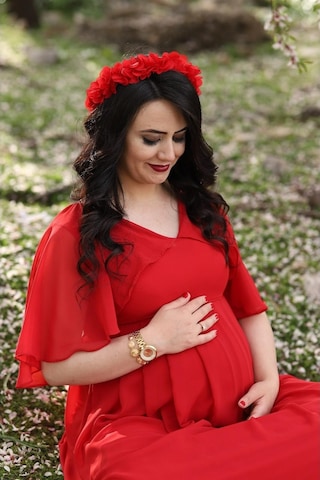 Modalabio Moda Labio- Babyshower Melek Kol Hamile Elbisesi Kırmızı