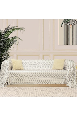 SoftMicro İskandinav Desenli Gri Koltuk Örtüsü,180x220 cm Kanepe Örtüsü, Koltuk Şalı, Tv Battaniyesi