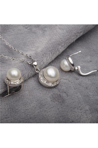 Siyah Lsooyh Cilp Küpe Doğal Tatlı Su Inci Takı Setleri Kübik Zirkonya Cz Kolye Küpe Siyah