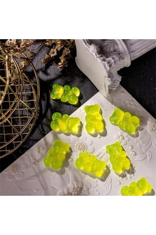 Flybuy 10 Adet 3d Jöle Ayı Tırnak Sanatı Reçine Taşları Kawaii - 10pcs