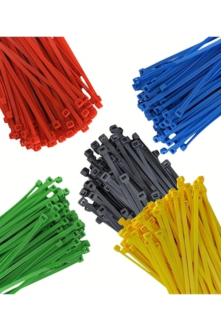 Kavanozlu 200 Adet 5 Renk Elektrik Kablosu Kablo Bağı Klips Plastik Kelepçe Cırt Cırt Kelepçe 120 Mm