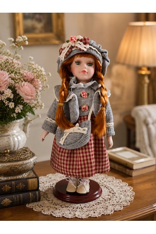 35 Cm El Yapımı Porselen Bebek Biblosu Vintage Country Tarzı Dekoratif Koleksiyonluk Biblo -