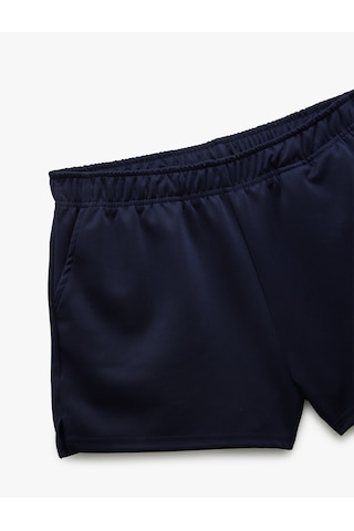 Koton Beli Lastikli Yüksek Bel Rahat Kalıp Cep Detaylı Mini Spor Şort Lacivert 5sak40075nk Lacivert