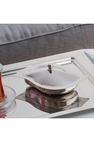 Nehir Gizem Sade 18/10 Çelik Şekerlik-kapaklı Şekerlik 17 X 12cm