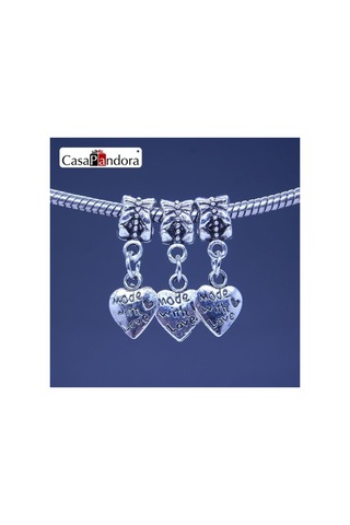 'made With Love' Charm, Charm Bileklik Uyumlu Gümüş Gümüş