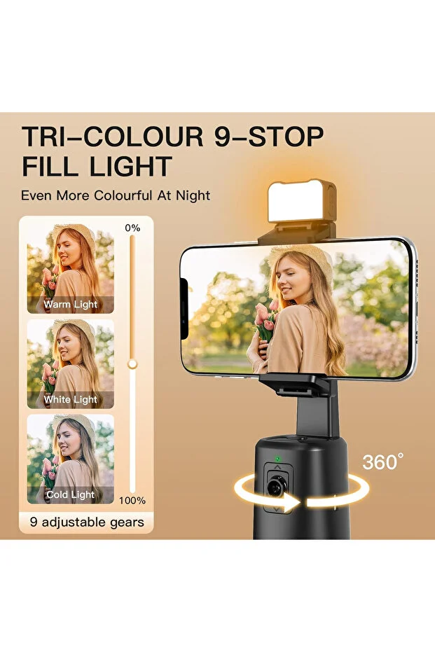 Gimbal Yüz Takip Telefon Sabitleyici 360 Video Canlı Yayın Akıllı Tripod Direk Bağlantı