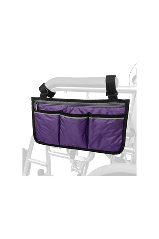Yuntech01 Tekerlekli Sandalye Yan Çantası, Sağlık Aletleri İçin Askılı Depolama, Polyester Malzeme, Mor Renk Mor