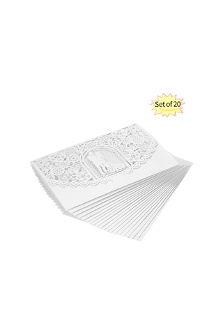 Mufunye 20 Adet/takım Düğün Davetiye Kartı Kapağı İnci Kağıt Lazer Kesim Gelin Damat Desenli Davetiye Kartları Düğün Yıldönümü Malzemeleri--beyaz