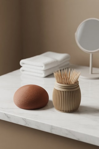 Mantar Tasarımlı Kürdanlık Kapaklı Banyo Organizer Pamuk Kulak Çubuğu Saklama Kutusu 7 X 8