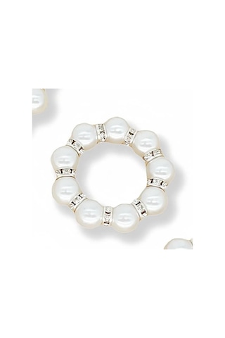 Geeroyoo 6'lı Gümüş Renkli Pırlantal Peçete Halkası Seti - Hediye Paketinde Şık Ve Pratik Masa Dekorasyonu Beyaz