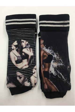 Çorap 2 Li Set Dijital Baskılı Renkli Çok Renkli