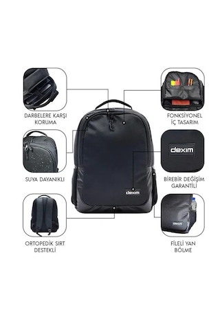 Dexim Venio Dxbp12 15.6" Laptop Sırt Çantası Siyah
