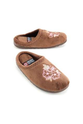 Gezer Kadın Kışlık Çiçek Desenli Ev Bahçe Gondol Terlik Gt1kzm.16065.00.011.2q Kahverengi