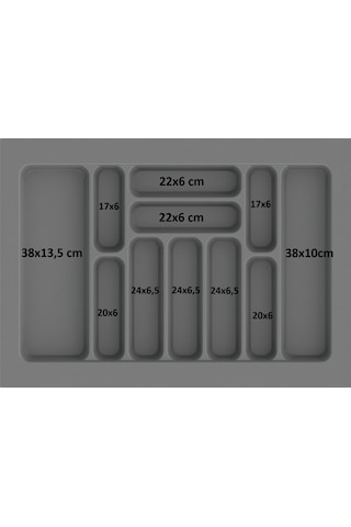 69x49 Cm Çekmece Içi Kaşıklık Gri 62x40 Cm Kadar Kesilebilir Kesim Yapılır Gri