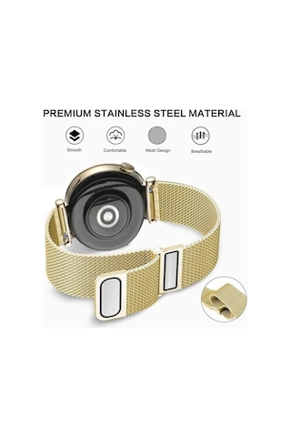 Huawei Watch Gt5 Pro 42mm / Gt5 41mm / Gt4 41mm Uyumlu 18mm Manyetik Hasır Çelik Kordon