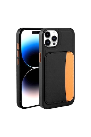 Zore Apple iPhone Uyumlu 15 Pro Max Kılıf Kartlıklı Zore X-kart Silikon Kapak - Siyah