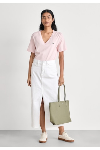 Lacoste Kadın V Yaka T-shirt Classic Logo Nakış Pembe