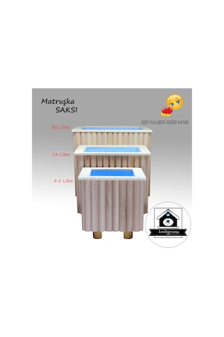 Yalıtımlı - Matruşka 3'lü Ahşap Saksı - Dekoratif Özel