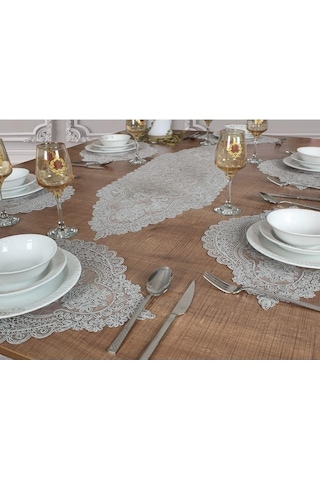 Tropik Home Sevgililer Günü Özel 6 Kişilik Amerikan Servis Supla Ve Runner Takımı 7 Parça Çeyiz Masa Seti Çok Renkli