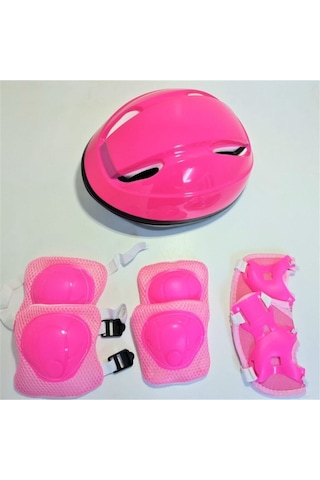 Çocuk Kask Paten Kaykay Bisiklet Koruyucu Set Pembe