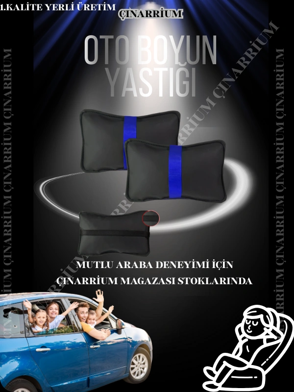 Volkswagen Passat B8 2015 Ve Sonrası Oto Koltuk Mavi Şerit Boyun Yastığı 2 Adet