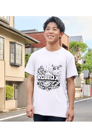Alpşan Ticaret Roblox Tişört Çocuk T-shirt Roblox Yetişkin Unisex Tişört Beyaz