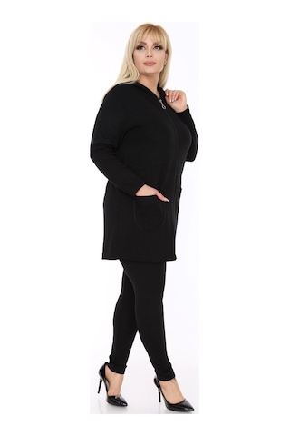 Kadın Siyah Büyük Beden Sweatshirt 2F-0428 Siyah