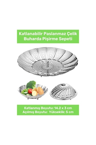 Özel Üretim Yüksek Kaliteli Ayarlanabilir Katlanabilir Paslanmaz Çelik Buharda Pişirme Sepeti