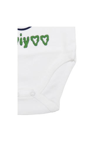 Bebegen Unisex Beyaz Babam Beni Çok Seviyor Yazılı Askılı Zıbın Çok Renkli