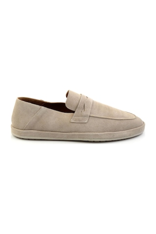 Bambi Bej Hakiki Deri Erkek Loafer Ayakkabı E01589240102 Bej