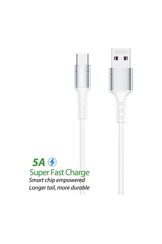 Remax Rc-198a Zincirleme Iı Serisi 5a Usb Usb-c / Tip-c Hızlı Şarj Veri Kablosu, Kablo Uzunluğu: 1m Beyaz
