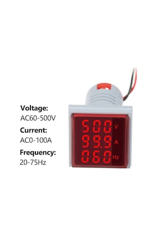 Besthome1 Mini Dijital Volt-ampermetre - 60-500v / 0-100a Ölçer, 3 Led Ekranlı Frekans Ve Akım Göstergesi