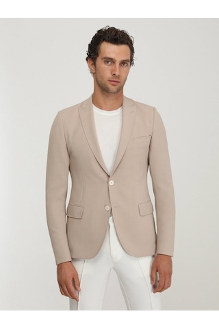 Kip Bej Düz Slim Fit Ceket 001