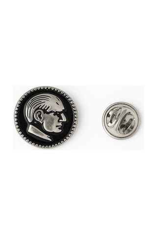 Atatürk Gümüş Ata Yüzü Atatürk Silüeti Altın Rozet Gri