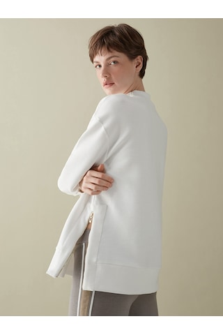 Lcwaıkıkı Classic Ekru Bisiklet Yaka Oversize Kadın Sweatshirt Tunik