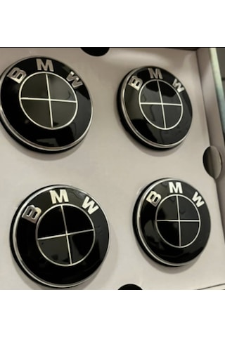 Bmw F10 68mm Komple Siyah Jant Göbeği Logo Seti 4 Adet