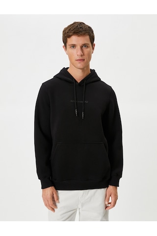 Koton Atatürk Baskılı Kapşonlu Sweatshirt 100.yıla Özel Siyah 4wam70491mk Siyah