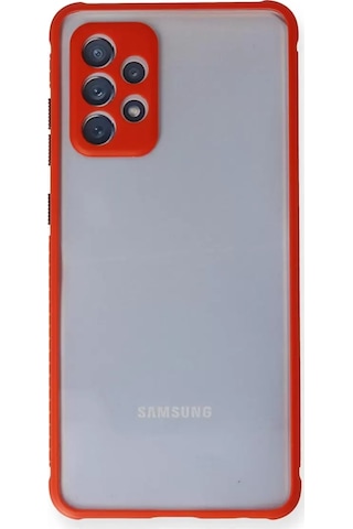 Samsung Uyumlu Galaxy A72 Kılıf Miami Şeffaf Silikon - Kırmızı -