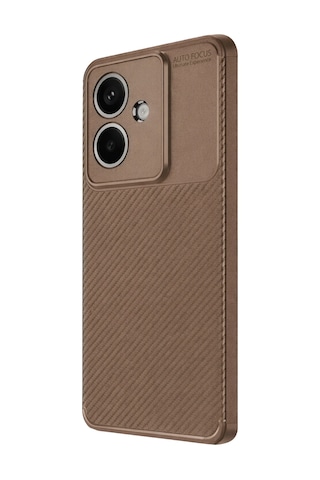 Cosmotex Newface Oppo A3 Kılıf Auto Focus Karbon Kapak - Kahverengi