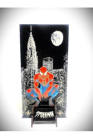 Dükkan Design Lazer Kazıma El Boyama Örümcek Adam Ahşap Biblo Demonte