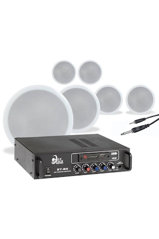 6 Lı Beyaz Tavan Hoparlörlü Ses Sistemi Müzik Anons Sistemi