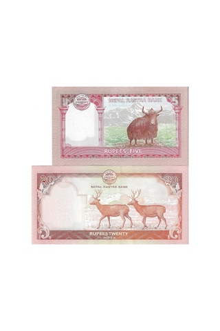 Nepal 2017/2020 Yılları 5/20 Rupees Yabancı Kağıt Para Seti Çil Unc Koleksiyon Para