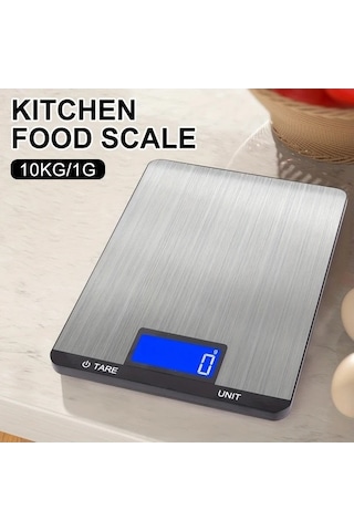 Fastbuy 1 Adet Gümüş Paslanmaz Çelik Taşınabilir Elektronik Mutfak Terazisi, 100 Gr Hassas Ölçüm Ev Tipi Gümüş