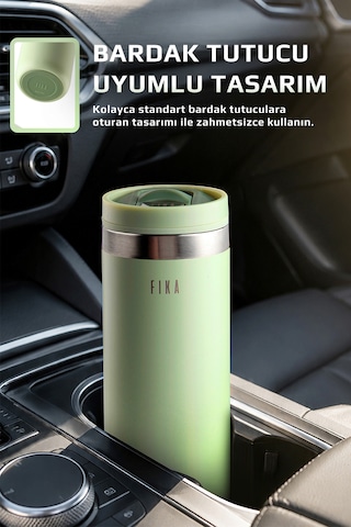 Neoflam Fika Tauko Sızdırmaz Kolay Sökülebilir Temizlenebilir Patentli Kapak Çelik Bardak Termos 470 Ml Mint Yeşili